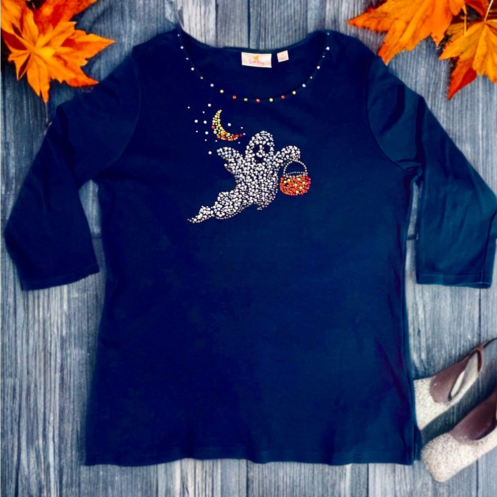 Quacker Factory Halloween Top - Navy - Medium